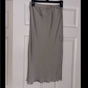 Free People Satin Slip Skirt Gray Midi Small NWT